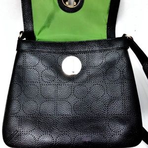 kate spade Black Laser Cut Leather Logo Bag